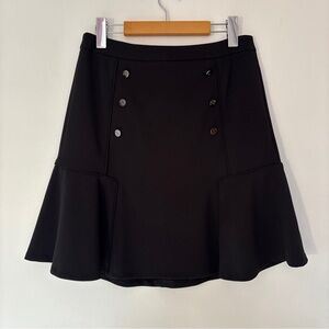 DKNY Black A-Line Skirt with Button Accents